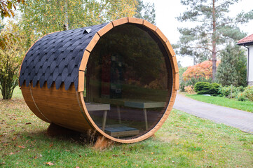 Outdoor sauna barrel
