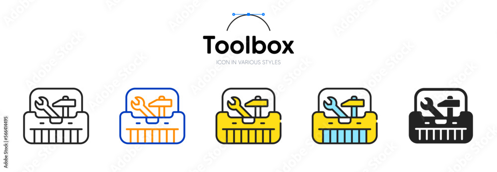 Aufkleber toolbox line icon in different styles. bicolor outline stroke style. repair toolkit symbol for web u