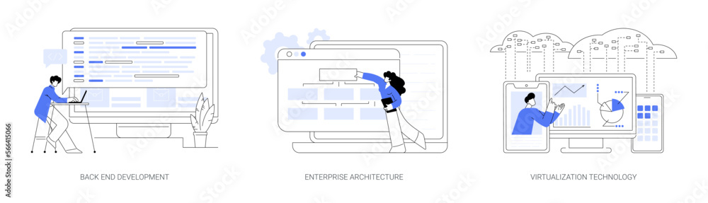Poster enterprise software abstract concept vector illustrations.