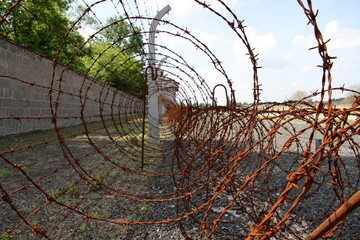 rusty prison barbed wire in Turkey