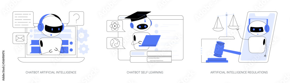 Poster machine learning abstract concept vector illustrations.