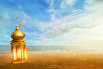 Arabic lantern on 3d illustration