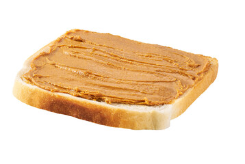 Toast with peanut butter isolated isolated on white background.