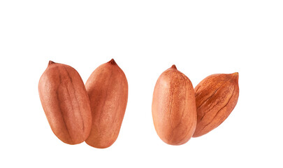 peanut kernels isolated on white background.