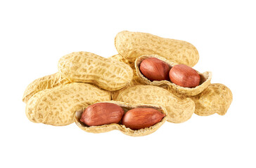 Dried peanuts isolated isolated on white background.