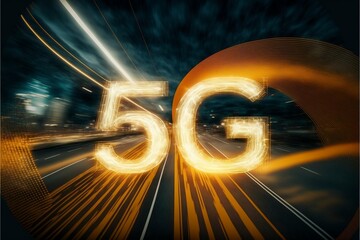 Future of technology 5G network wireless, internet of things offering fast speed communication. Connectivity concept. Generative AI.