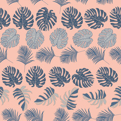 blue tropical leaf stripe pattern