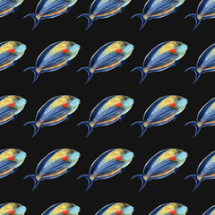 fish pattern watercolor. watercolor cute fish pattern. Watercolor cute animal.  Watercolor cute fish. Hand painting  isolated white background. fish