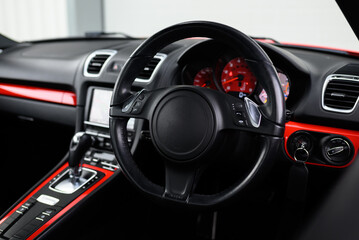 interior of a modern car with steering wheel