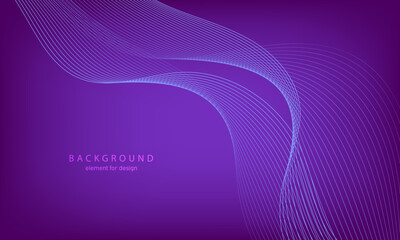 Abstract gradient background. Wave element for design. Digital frequency track equalizer. Stylized line art. Colorful shiny wave with lines. Trendy color purple. Curved wavy smooth stripe. Vector.