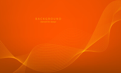 Abstract gradient background. Wave element for design. Digital frequency track equalizer. Stylized line art. Colorful shiny wave with lines. Trendy color orange. Curved wavy smooth stripe. Vector.