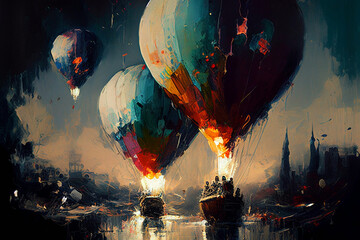 Balon balony abstrakcyjny obraz jak malowany 1 - obrazy, fototapety, plakaty