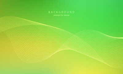 Abstract gradient background. Wave element for design. Digital frequency track equalizer. Stylized line art. Colorful shiny wave with lines. Trendy color yellow and green. Curved wavy smooth stripe.
