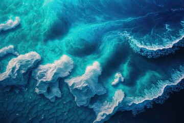 Beautiful decorative background of an aerial view of pictorial sea waves, relaxing and zen. Ai generative.