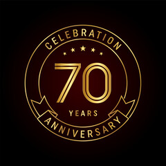 Fototapeta na wymiar 70th anniversary logo design with emblem style concept. line art design. Logo vector