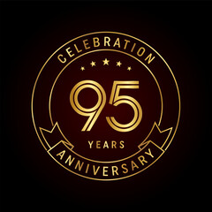 95th anniversary logo design with emblem style concept. line art design. Logo vector