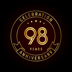98th anniversary logo design with emblem style concept. line art design. Logo vector