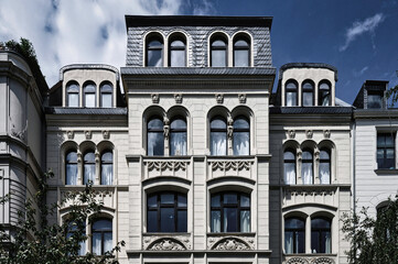 typical beautiful art nouveau houses in the belgian quarter of cologne
