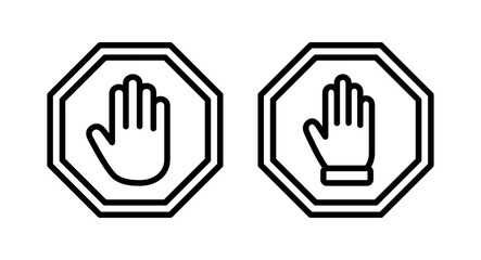Stop icon vector illustration. stop road sign. hand stop sign and symbol. Do not enter stop red sign with hand