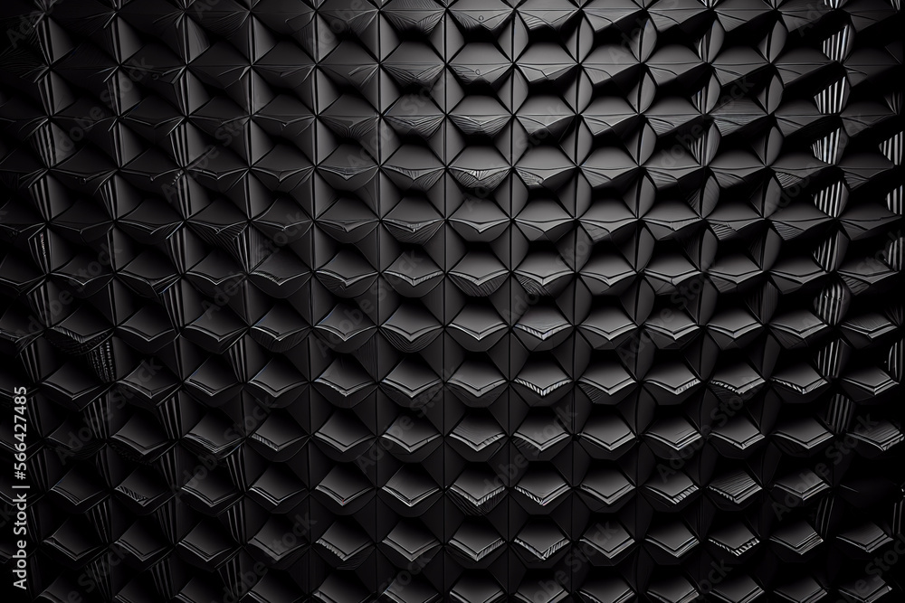 Poster Black Textured Geomteric Surface Create By Generative AI