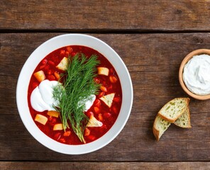 red borsch with tomato soup with vegetables