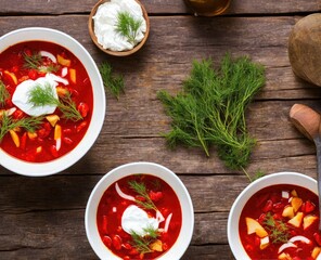 red borsch with tomato soup with vegetables