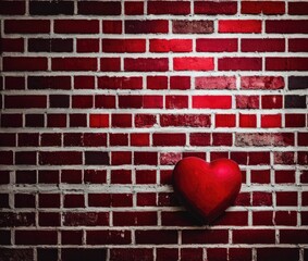 red heart on brick wall background