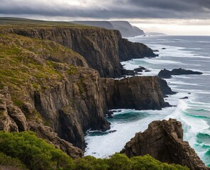 Fototapeta na wymiar the icelandic landscape with cliffs and rocks, atlantic, beach, beautiful, blue, cliff