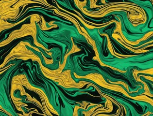 liquid green abstract background with oil painting streaks and colorful marble pattern