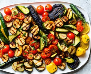 grilled vegetables with spices and herbs