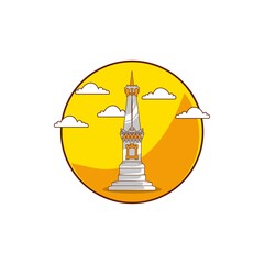 premium vector l tugu jogja drawn logo monument. cartoon green cool.
