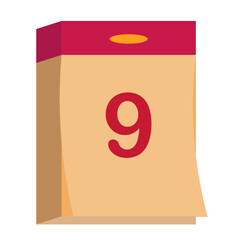   Simple flat red flip wall paper calendar nineth 9