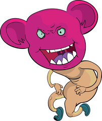 Mad wily monkey with red head