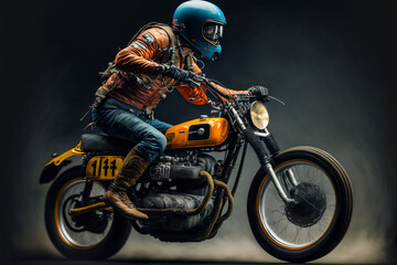 Fototapeta na wymiar Person riding a motorcycle - Generative AI