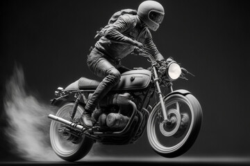 Fototapeta na wymiar Man riding on the back of a motorcycle - Generative AI