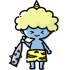 幼稚園おたより向け・金棒を持った赤鬼のイラスト