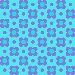 vintage colored blue seamless pattern. geometric stylized flowers, 70s. surface design, fabric, paper, stationery, card, banner, textile