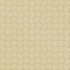 Interlocking circles pattern. Modern stylish gold texture. geometric tiles. Concentric circles.	