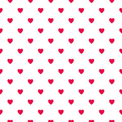 Red Heart Happy Valentines Day.Hearts gold seamless pattern on white background

