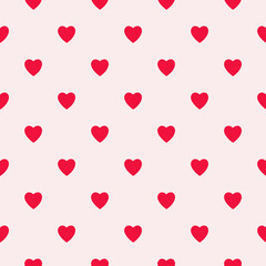 Red Hearts Happy Valentines Day.Hearts gold seamless pattern on pink background

