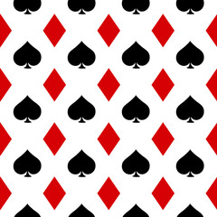 Diamonds and spades. Poker cards pattern. Seamless pattern.