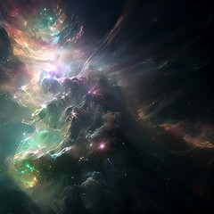 Obraz na płótnie Canvas background with stars, nebula, and planet