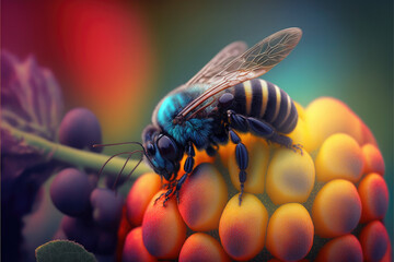 Fototapeta Bee pollinating. Generative IA
 obraz