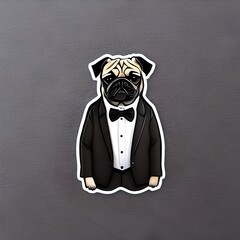 Pug In Business Suite Sticker, Generative AI