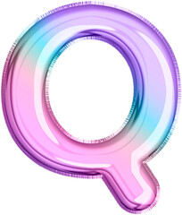 Metallic Balloon letter Q in multicolored tones