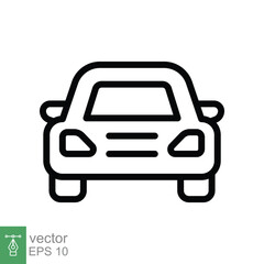 Car front line icon. Simple outline style sign symbol. Auto, view, sport, race, transport concept. Vector illustration isolated on white background. EPS 10.