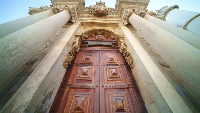 Biblioteca Joanina library doors. Coimbra university in Portugal. Baroque library on Paco das Escolas. Europe travel, famous tourism destination.