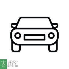 Car front line icon. Simple outline style sign symbol. Auto, view, sport, race, transport concept. Vector illustration isolated on white background. EPS 10.
