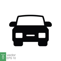 Car front glyph icon. Simple solid style sign symbol. Auto, view, sport, race, transport concept. Vector illustration isolated on white background. EPS 10.