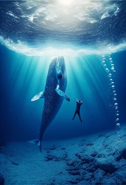 diver and whale
